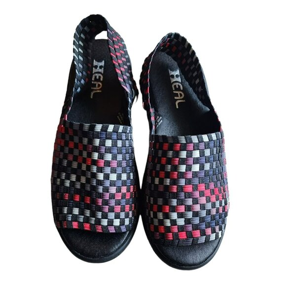 HEAL Women's Black/Multicolor Balboa Stretch Woven-Upper Sling Back Sandals Sz 8 - Picture 2 of 9